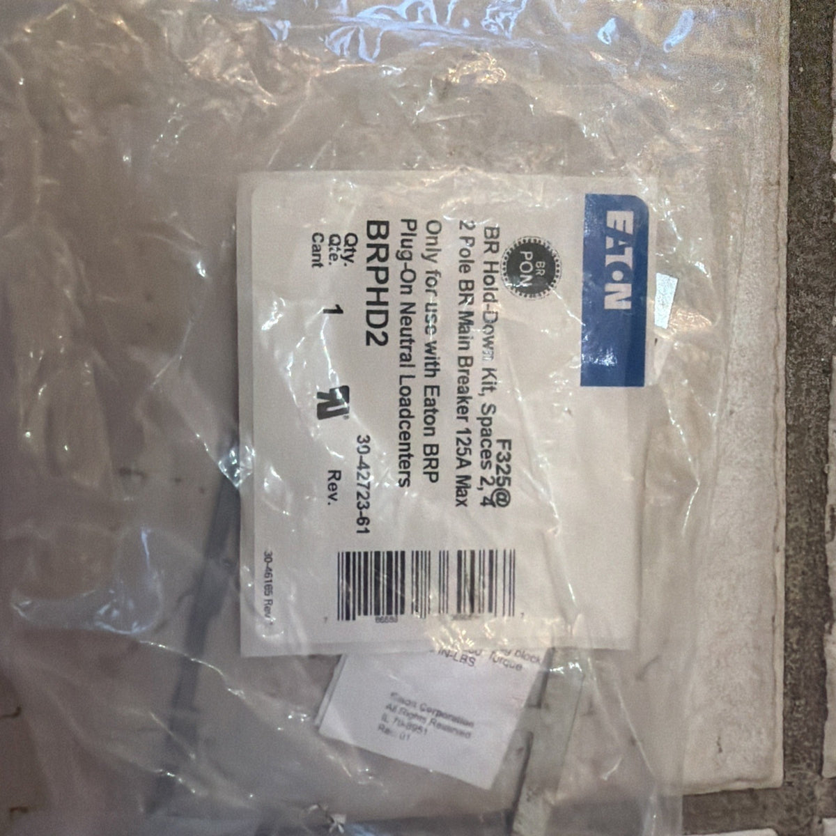 Lot of 2 Eaton CH125RB Breaker Retaining Bracket Kit 125A Max