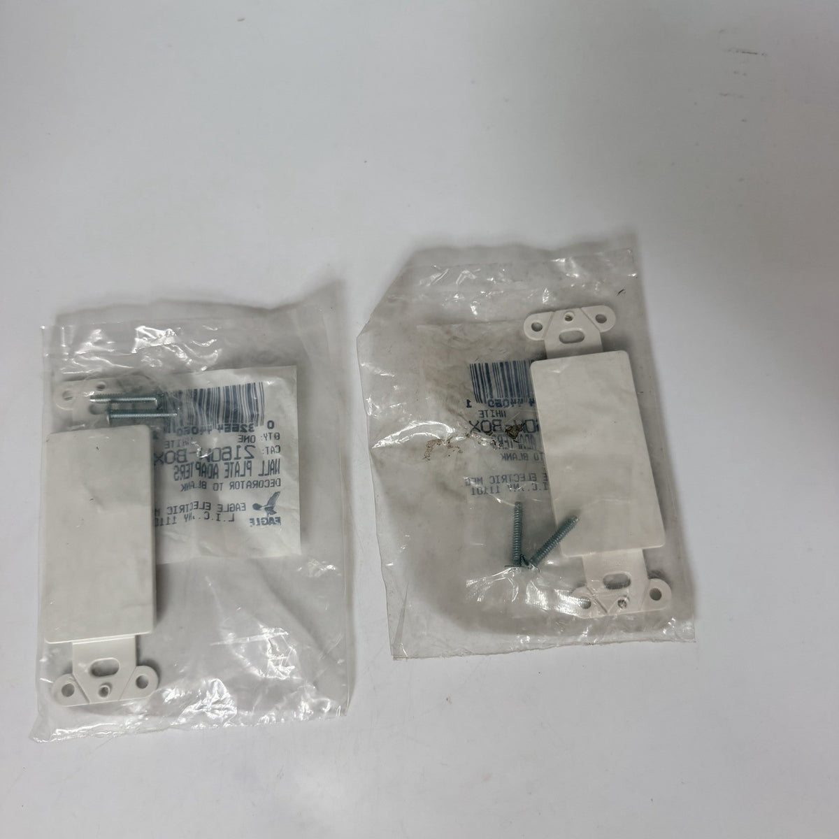 Lot of 2 Eagle Electric 2160W-BOX White Wall Plate Adapters Decorator to Blank