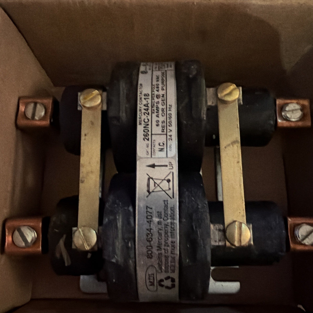 MDI 260NC-24A-18 Mercury Displacement Contactor Relay 2-Pole 60A 24VAC