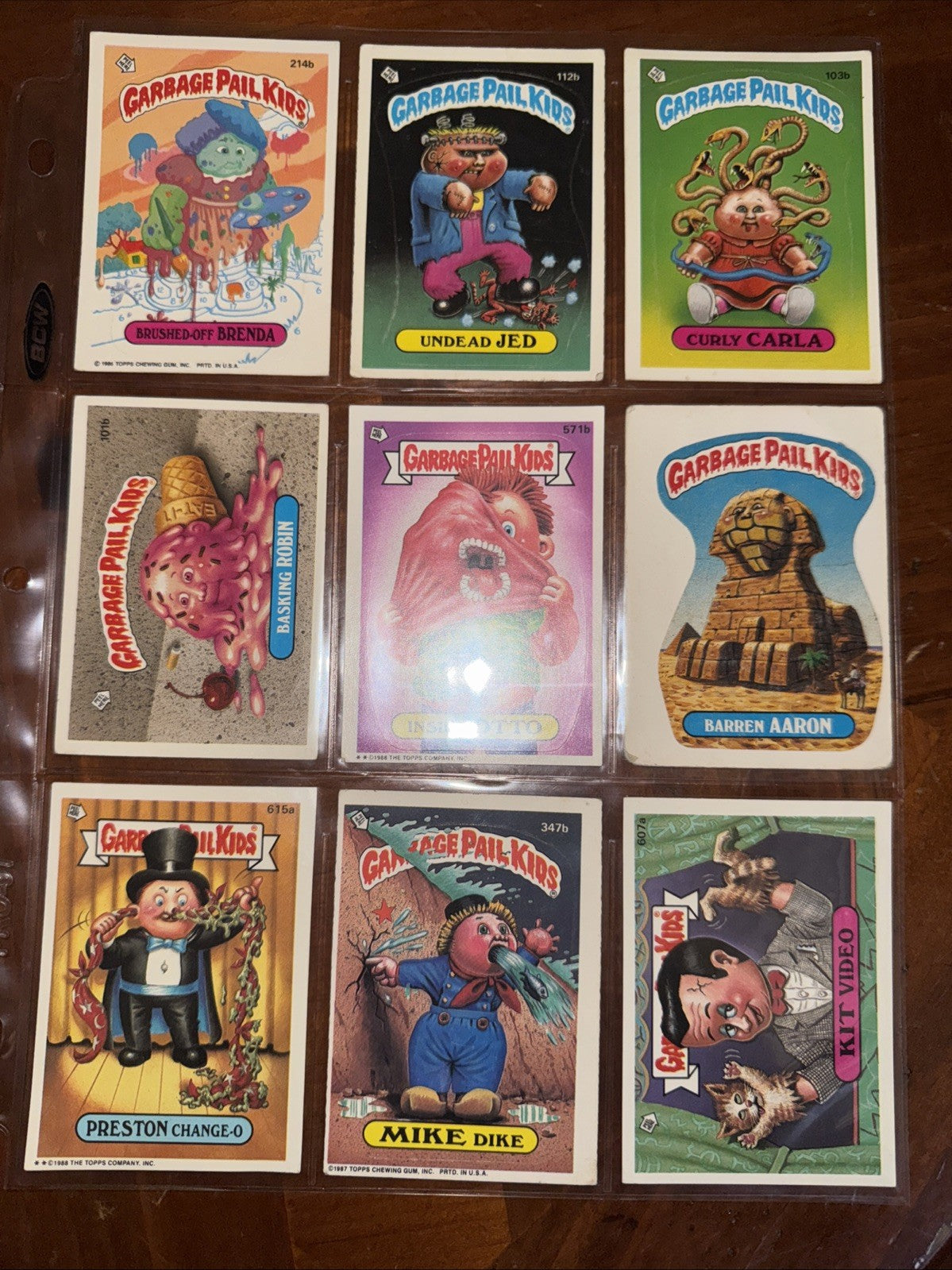 Vintage Garbage Pail Kids Trading Cards Lot of 9