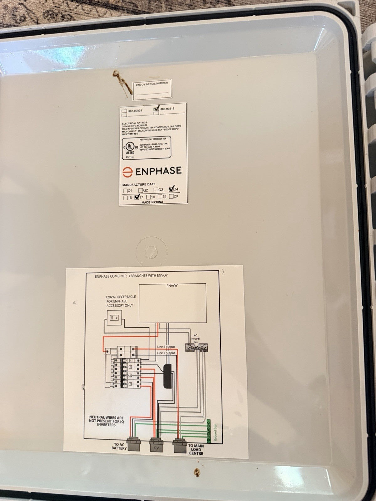 Enphase 880-00212 Solar AC Combiner Box with Breakers and CT - No Envoy, For Parts
