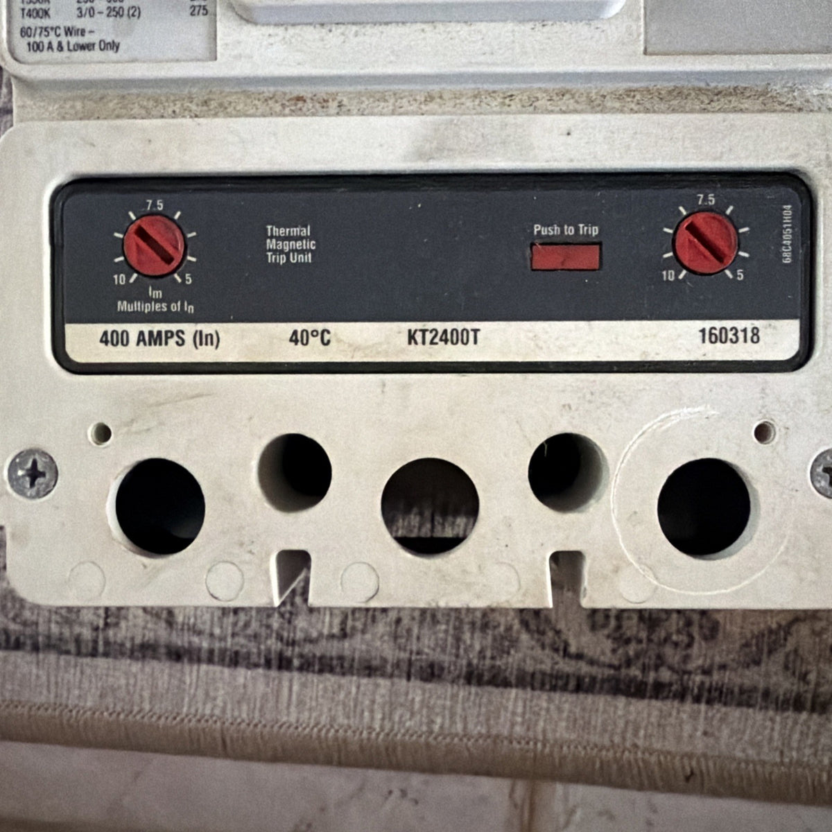 Eaton Cutler-Hammer DK2400 400 Amp 2-Pole Series C DK Circuit Breaker 65kAIC