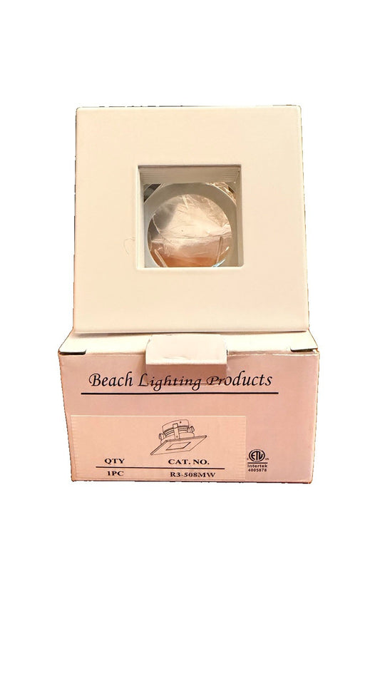 Beach Lighting R3-508MW Square Adjustable Recessed Trim White MR16 50W