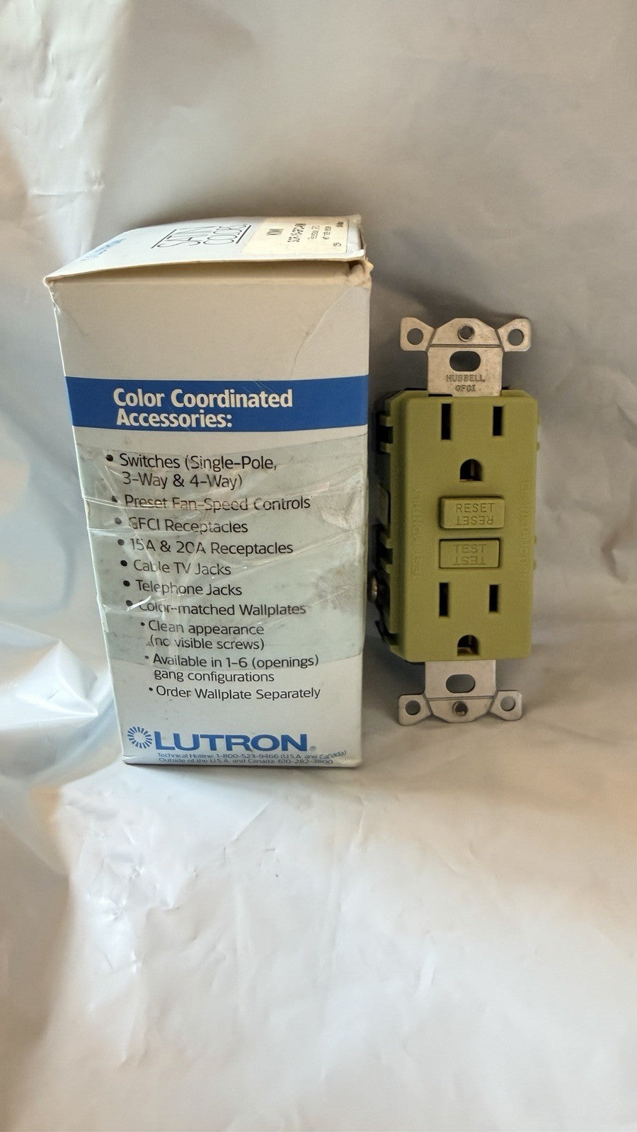 Lutron Satin Colors SCR-15-GFCI-KW 15A 125V GFCI Receptacle Kiwi