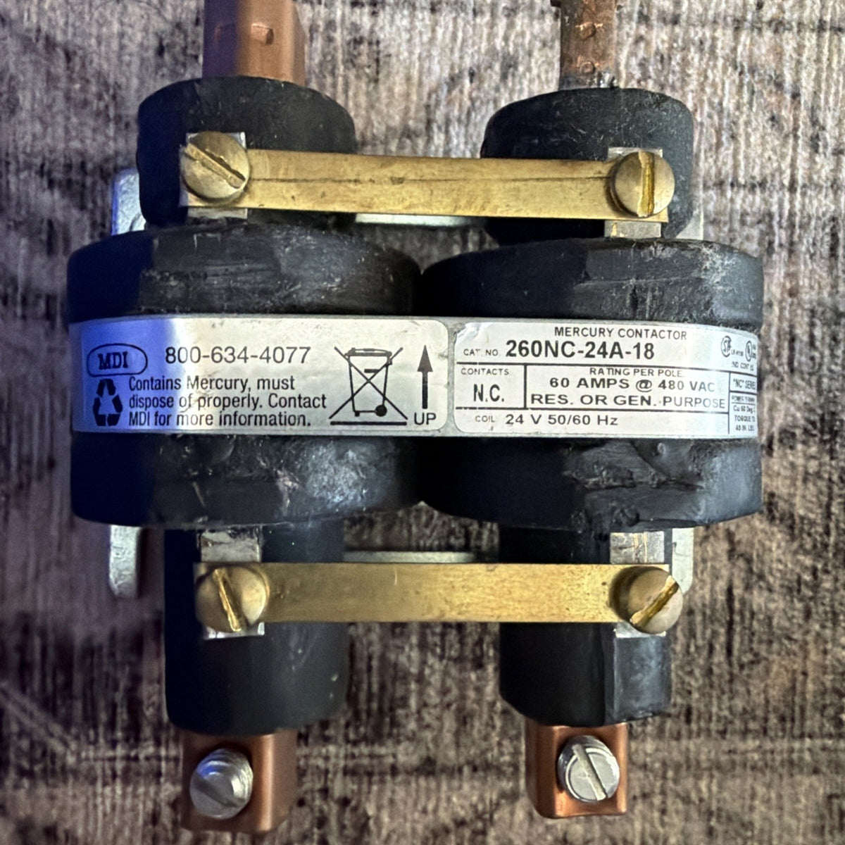 Lot of 4 MDI 235NC-24A-18 Mercury Contactor 35A 480VAC 2 Pole 24V Coil Normally Closed - New Old Stock