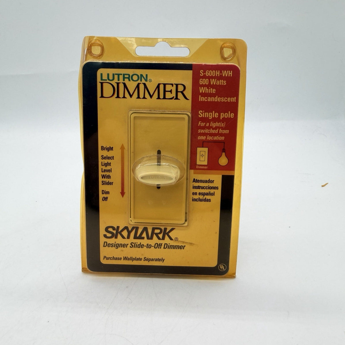 Lutron Skylark 600W Incandescent Halogen Slide Dimmer Switch - New Old Stock