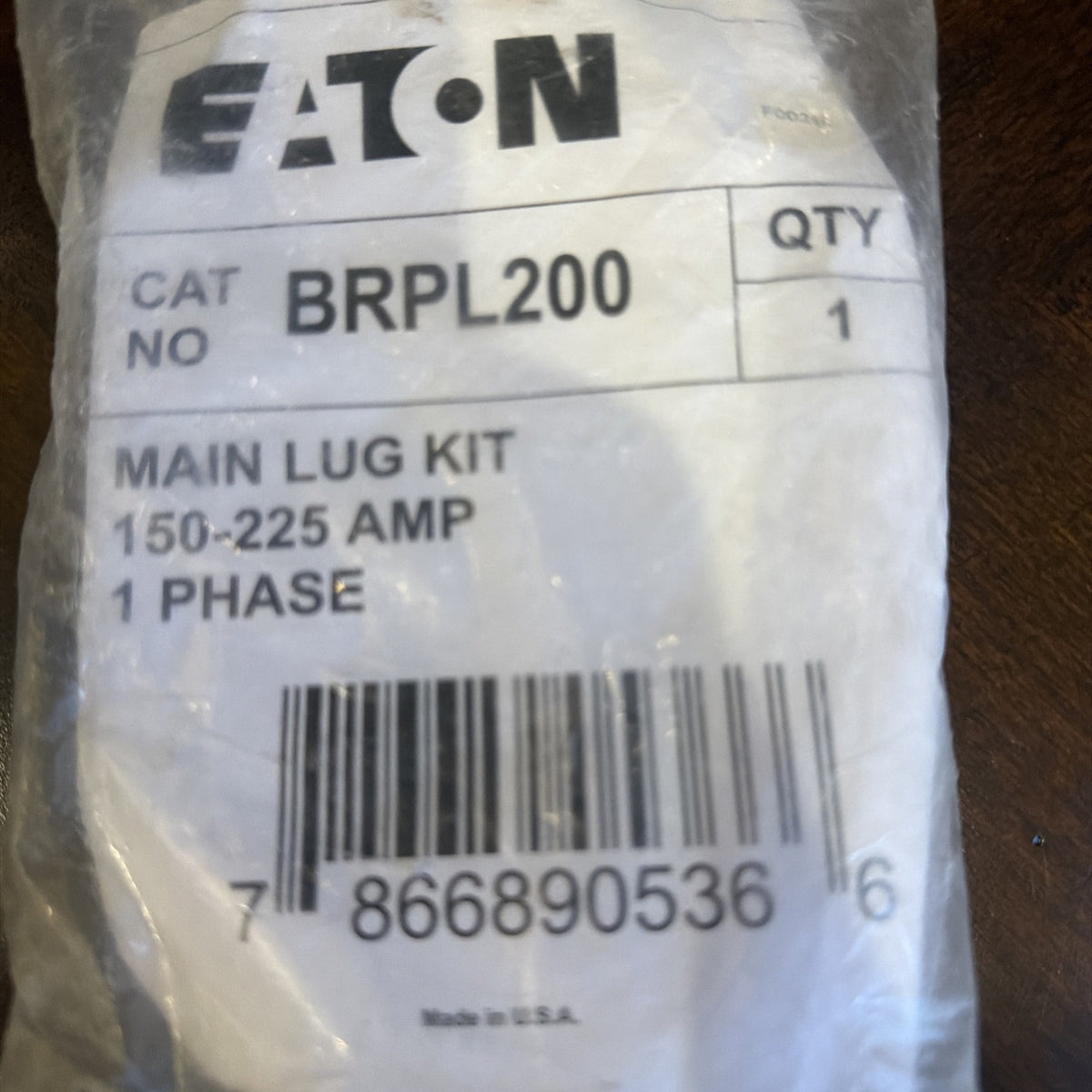Eaton BRPL200 Main Lug Kit for BR Loadcenters 150-225A 2-Pole 120/240VAC