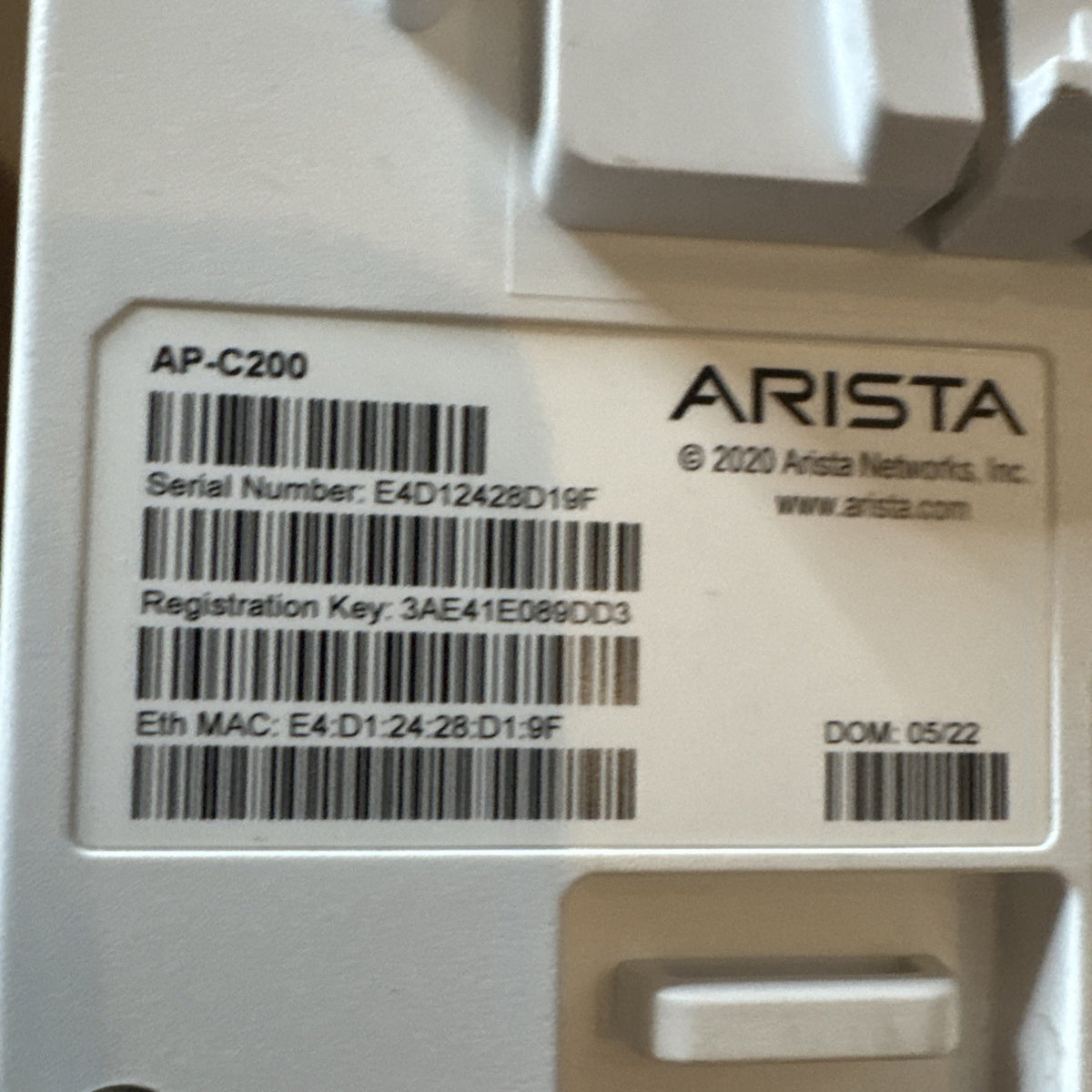 Arista AP-C200 Dual-Band Wireless Access Point 802.11ac / ax PoE 802.3af