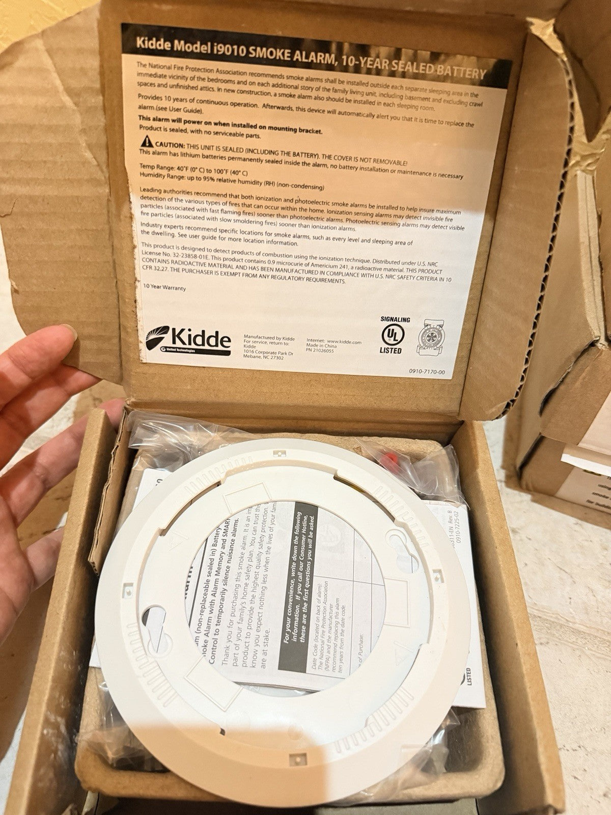 Kidde i9010 Ionization Smoke Alarm 10-Year Sealed Battery 21026055