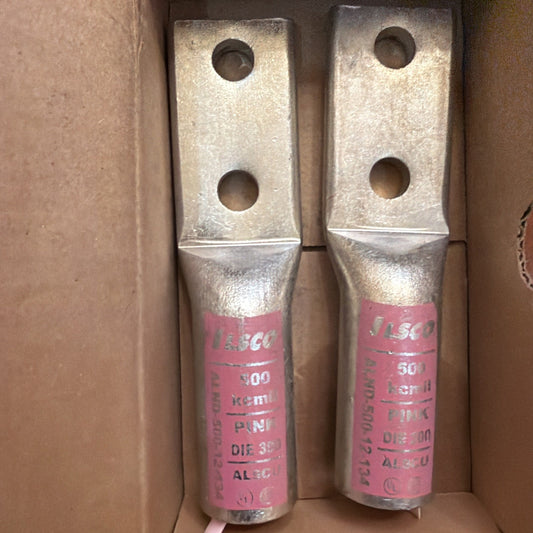 Lot of 2 Ilsco ALND-500-12-134 Aluminum Compression Lugs 500 MCM 2-Hole