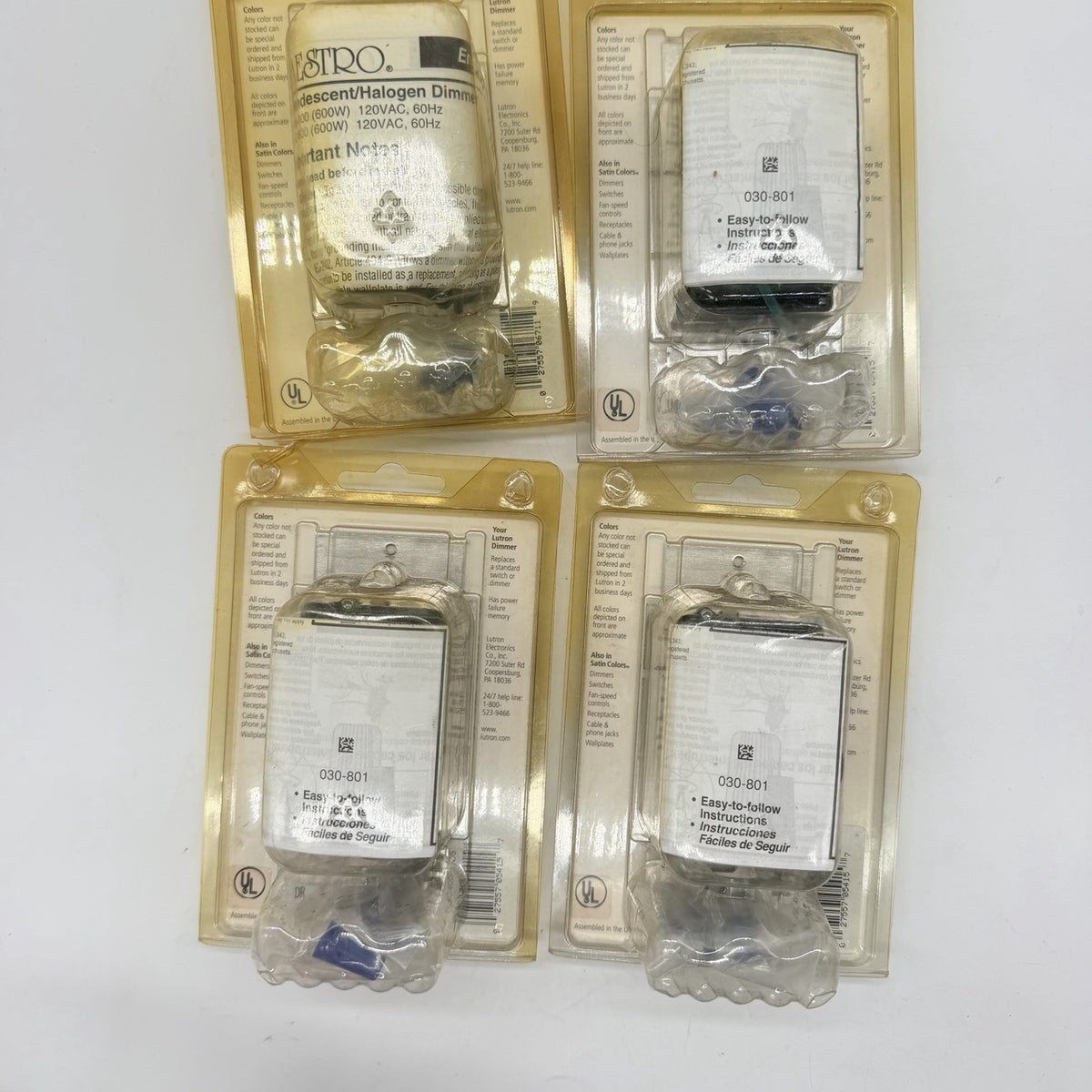 Lot of 4 Lutron Maestro 600W Incandescent Halogen Dimmer Switches - New Old Stock