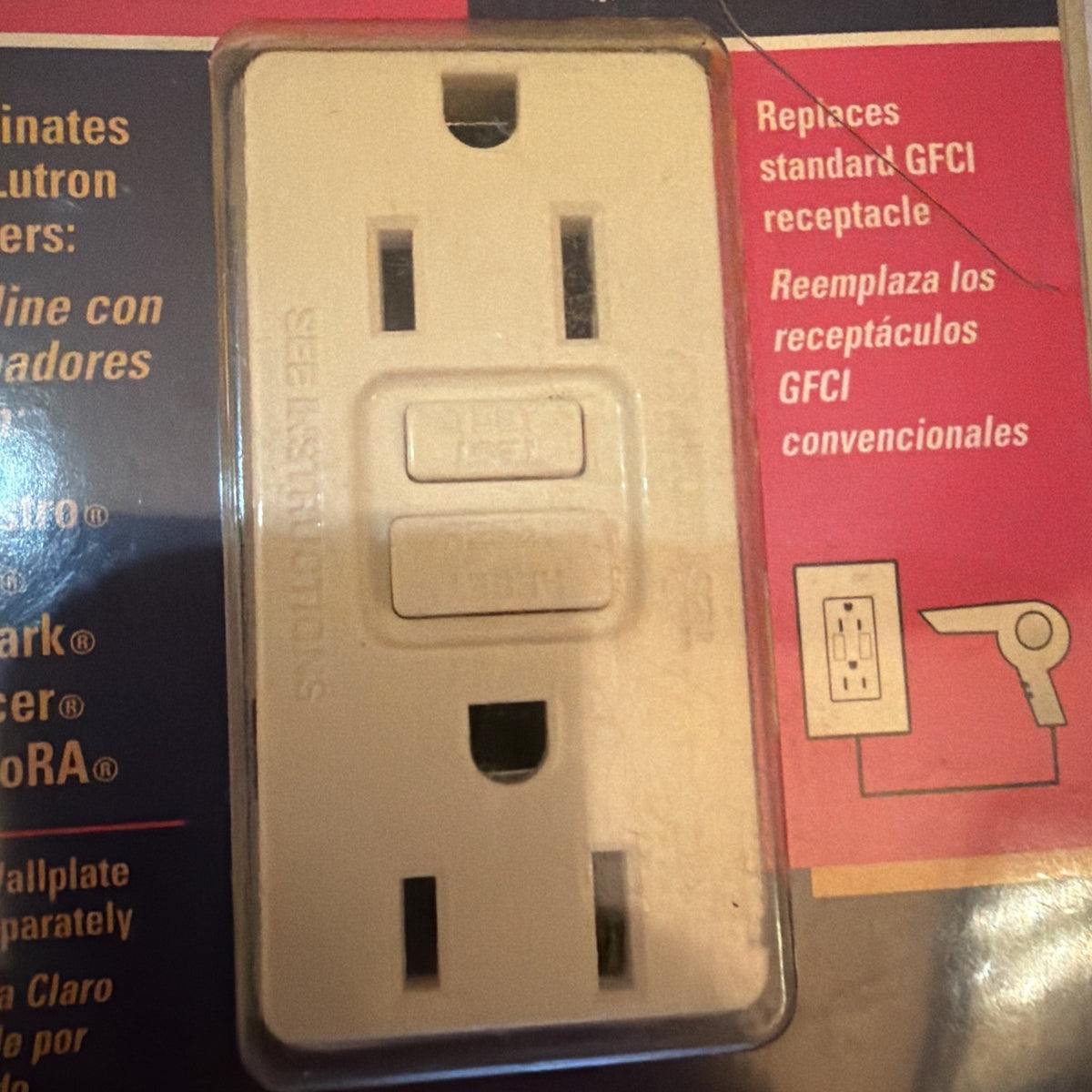 Lutron Claro 15A GFCI Duplex Receptacle Almond GFR5252ALM - New Old Stock
