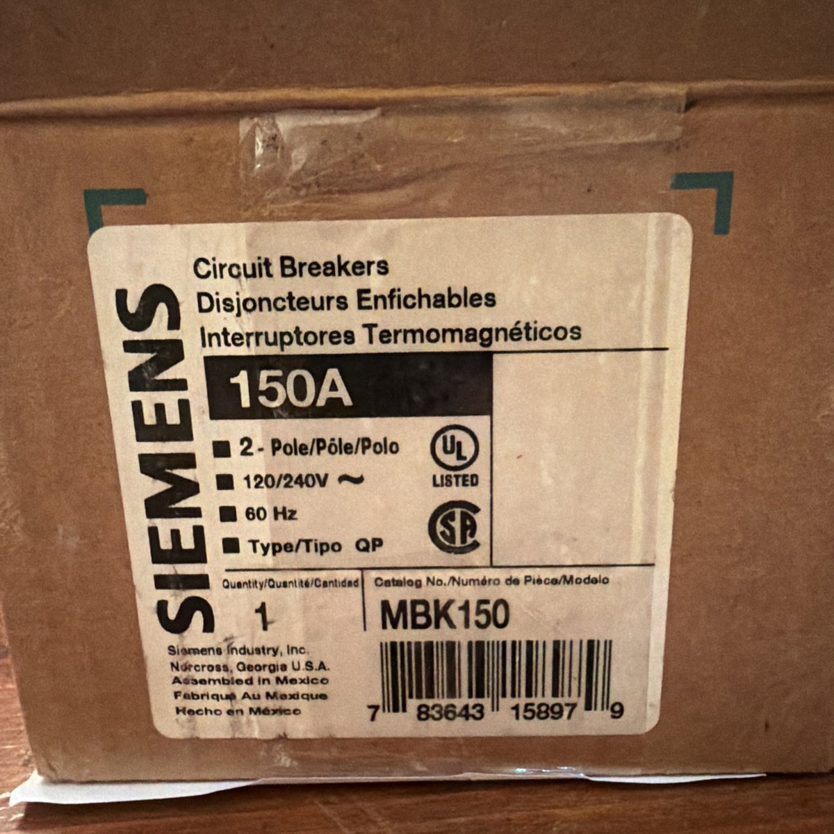 Siemens MBK150 150 Amp 2-Pole Main Breaker
