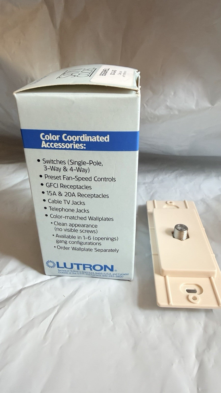 Lutron SC-CJ-ES Satin Colors Cable TV Jack Coaxial F Connector Eggshell