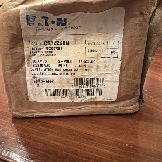 Eaton CSR2200N 200 Amp 2-Pole Type CSR Main Circuit Breaker Black