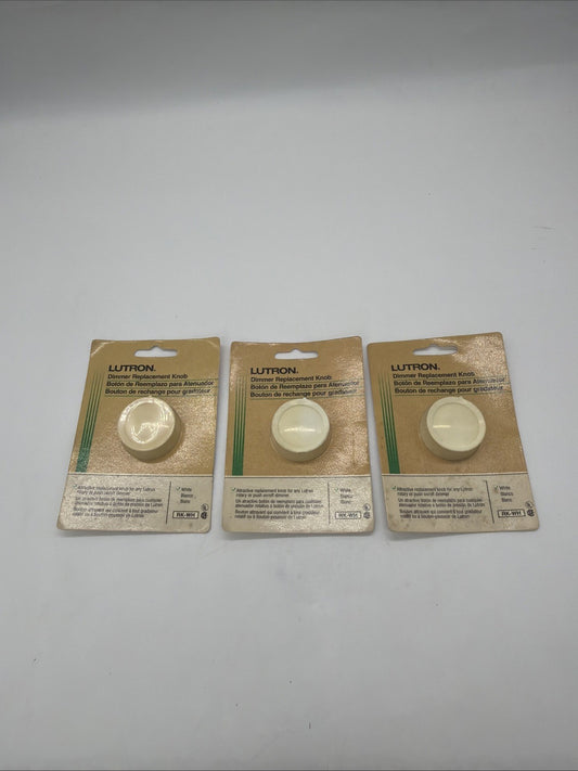 Lot of 3 Lutron RK-WH White Replacement Knobs for Rotary and Push On/Off Dimmers