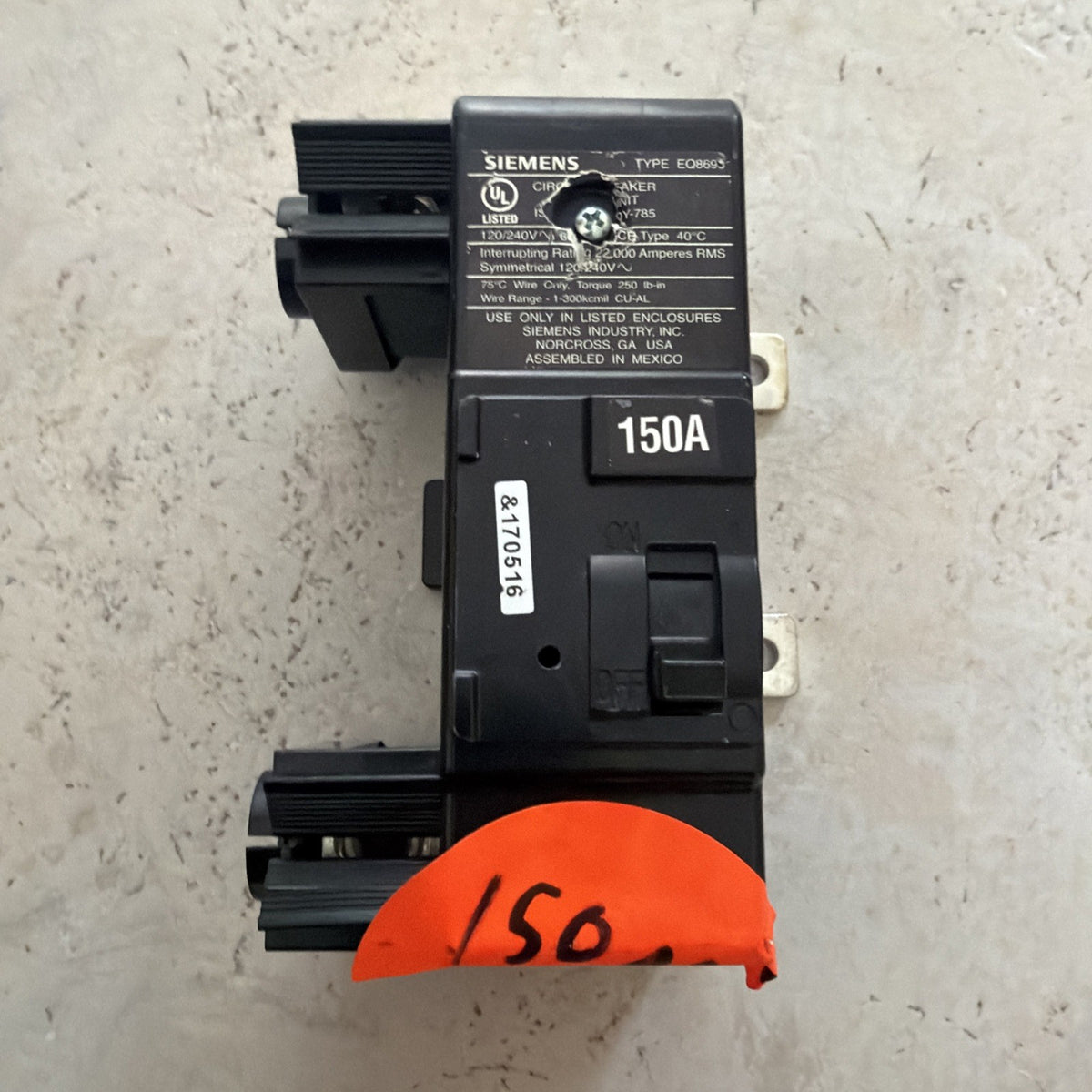 Siemens MBK150A 150 Amp 2-Pole Main Breaker Conversion Kit Type EQ8693