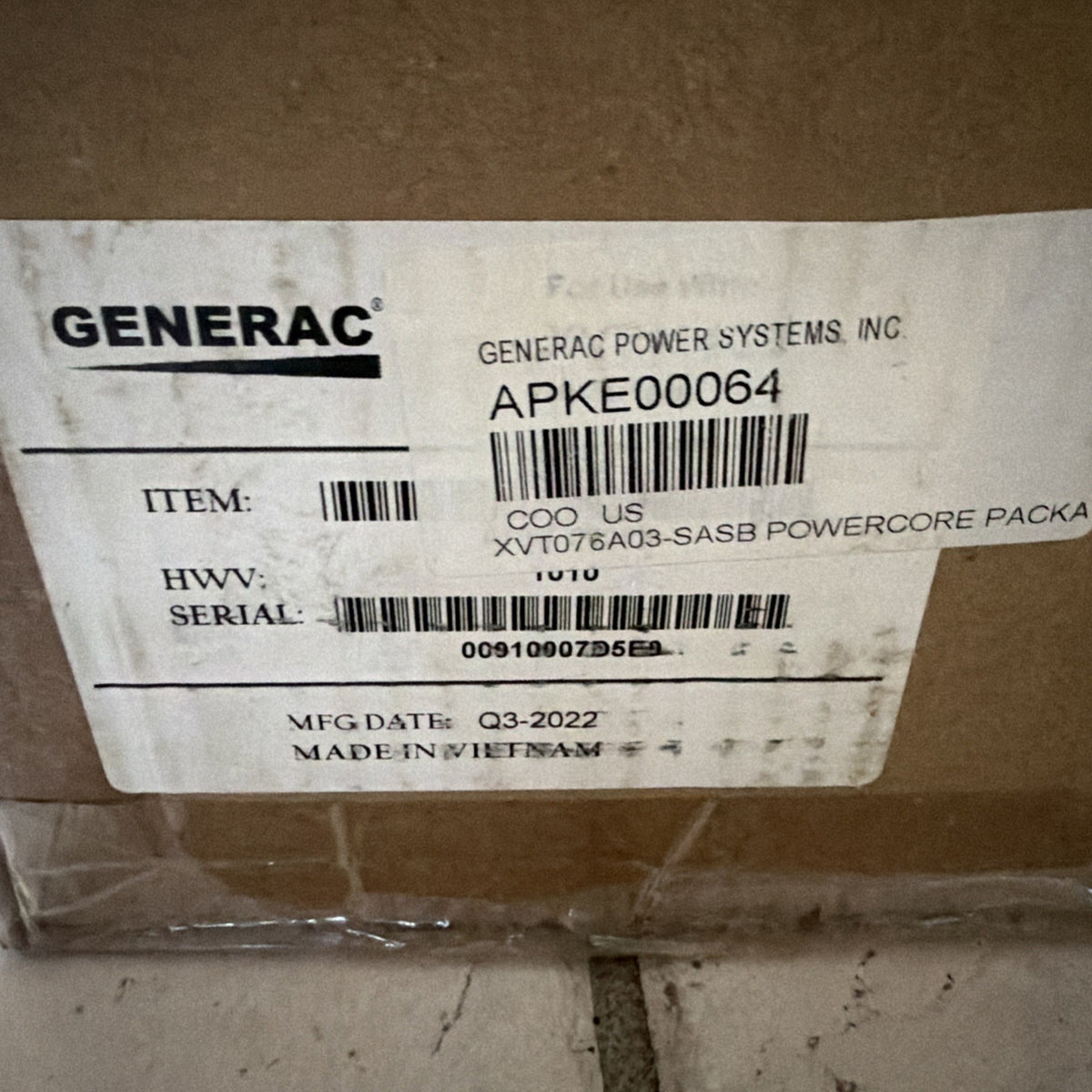 Generac PWRcell 7.6kW Inverter Power Core APKE00064 for XVT076A03-SASB - New Old Stock