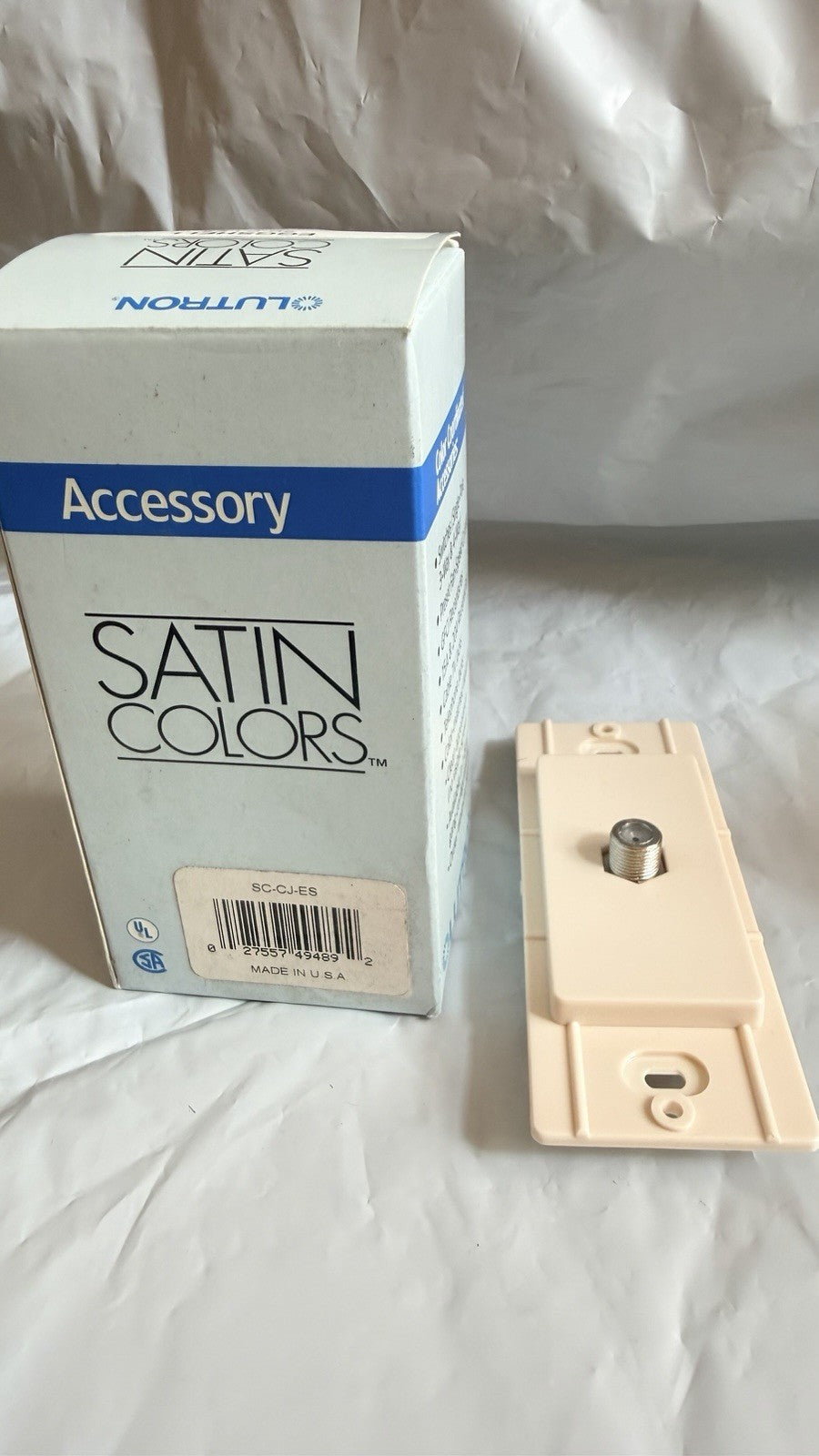 Lutron SC-CJ-ES Satin Colors Cable TV Jack Coaxial F Connector Eggshell