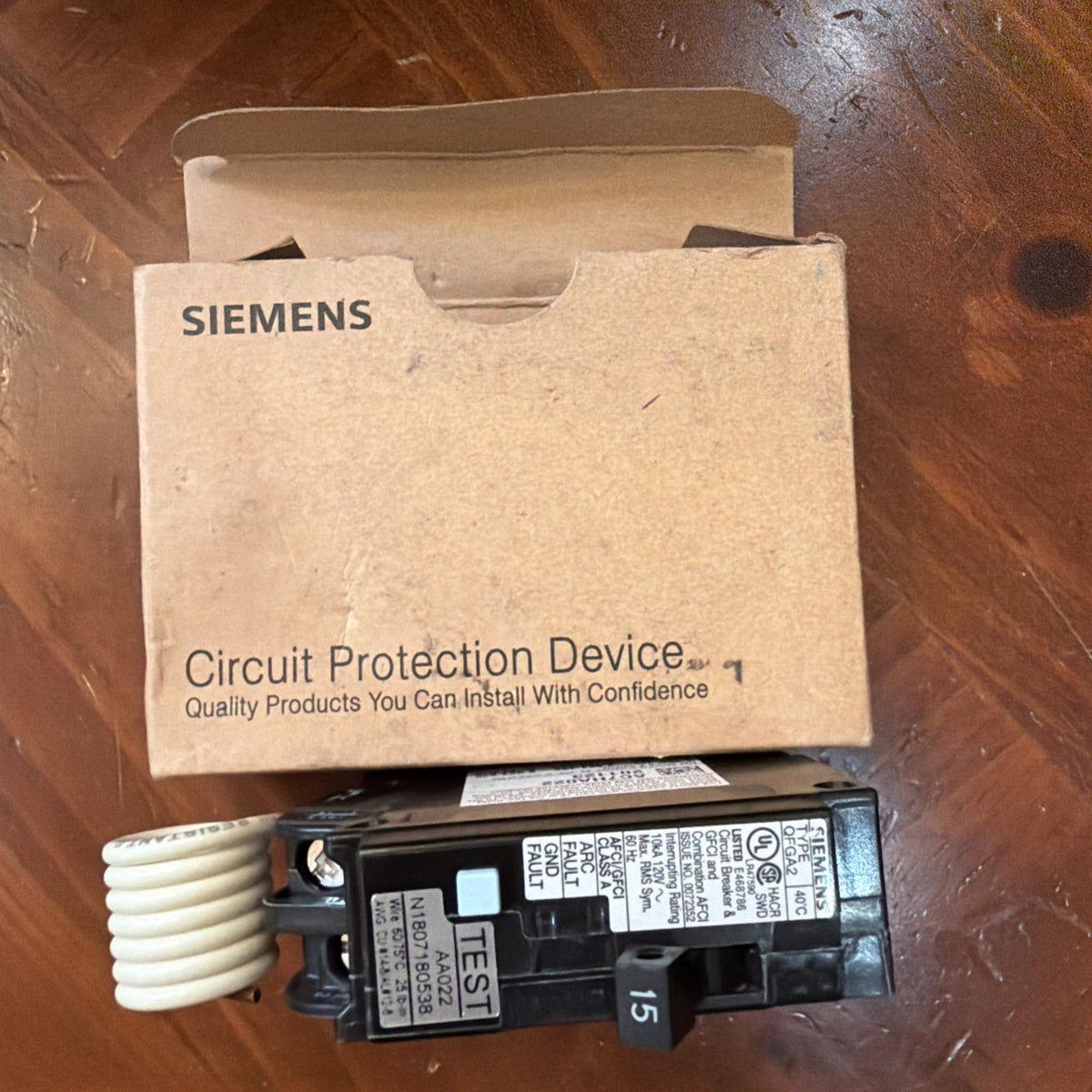 Siemens Q115DF Dual Function AFCI/GFCI Circuit Breaker