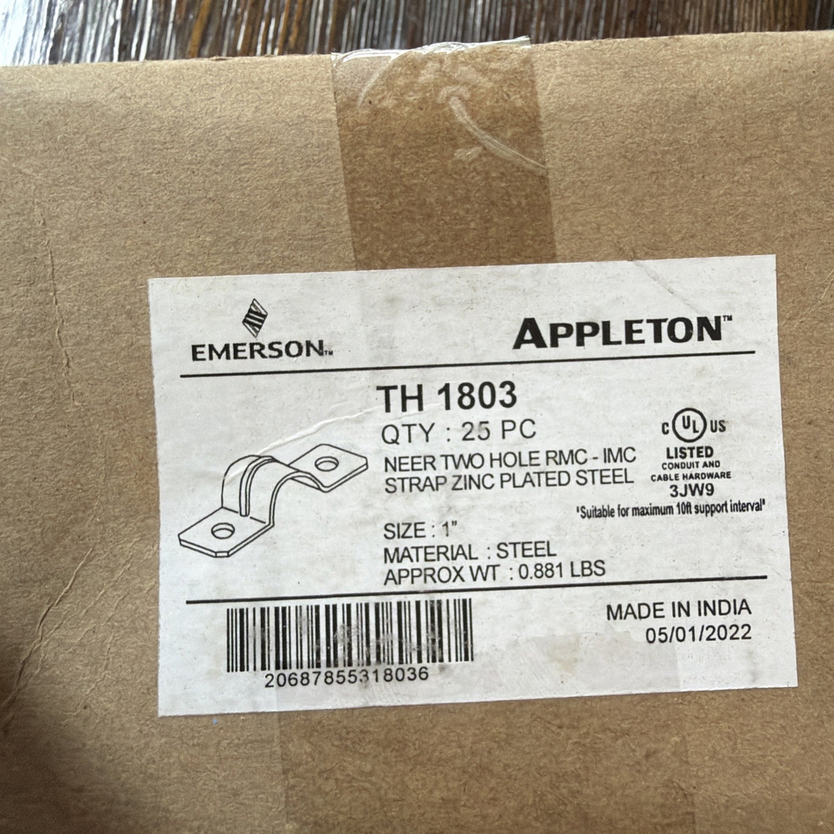 Lot of 25 Appleton TH1803 1" Two Hole RMC IMC Conduit Straps Zinc Plated Steel