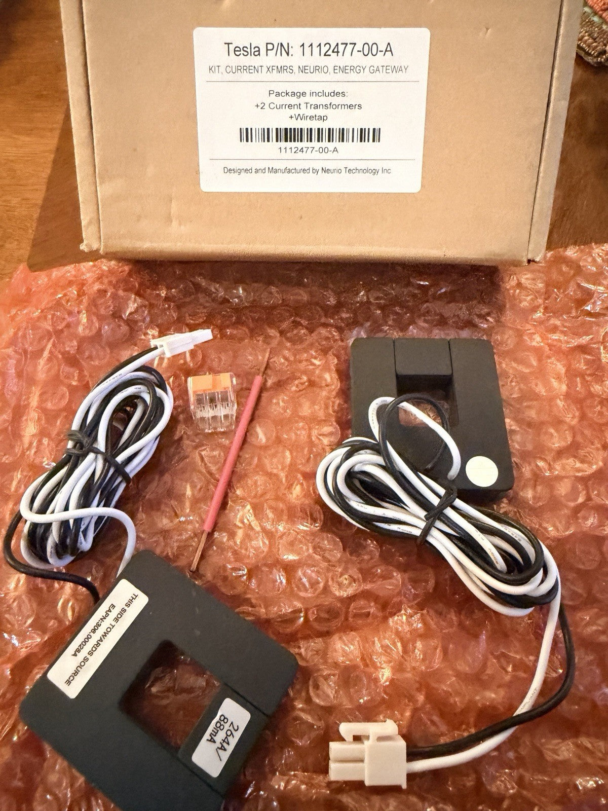 Tesla Neurio 1112477-00-A Current Transformer Kit with 2 CTs and Wiretap
