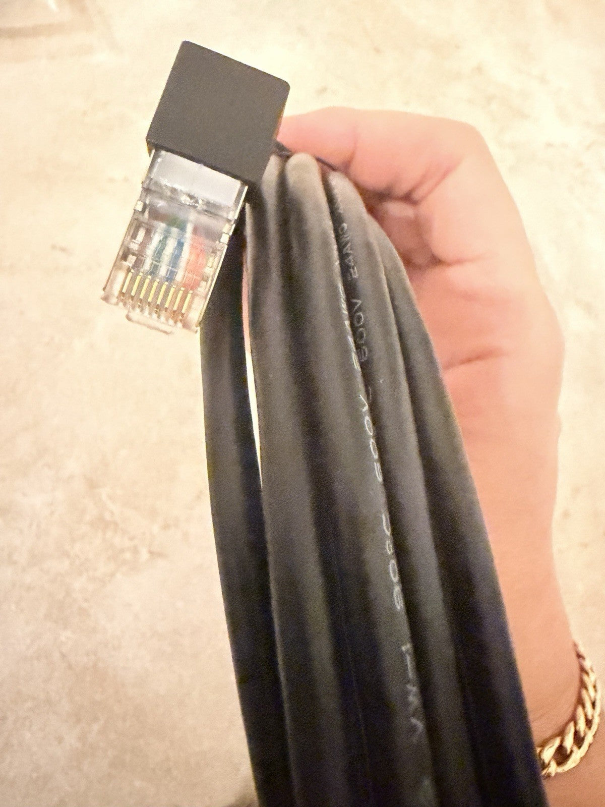 Black RJ45 Cable Right Angle to Straight Metal-Shielded Plugs 24AWG