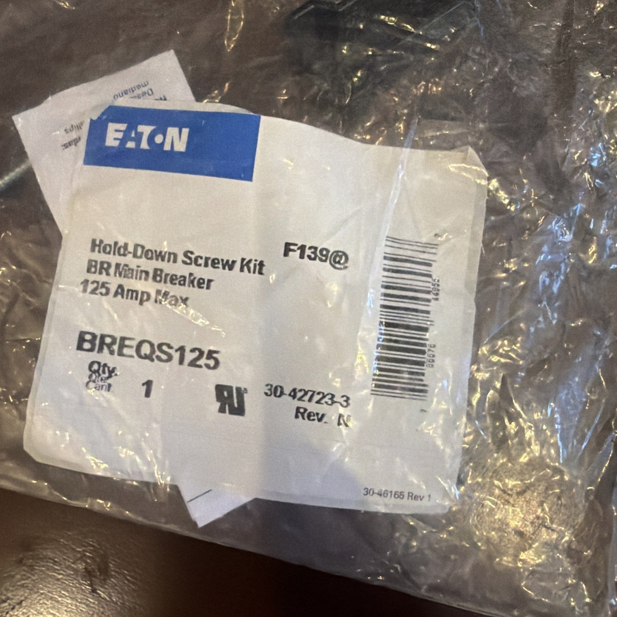 Eaton BREQS125 Circuit Breaker Hold Down Screw Kit for BR Main Breaker 125A