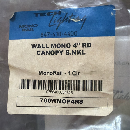 Tech Lighting 700WMOP4RS Wall MonoRail 4" Round Power Feed Canopy Single-Feed Satin Nickel