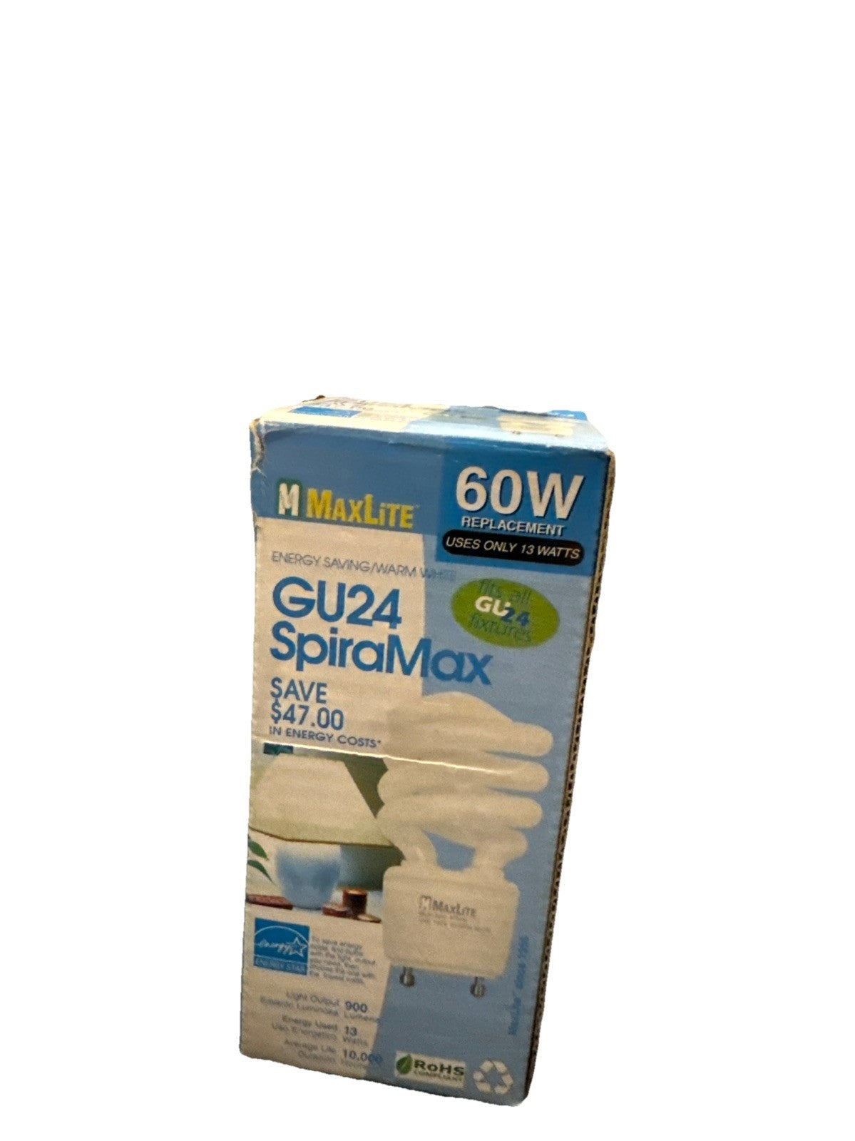 MaxLite SpiralMax GU24 13W CFL Bulb MLS13GUWW 60W Eq 900lm 2700K, 2-Pack NIB