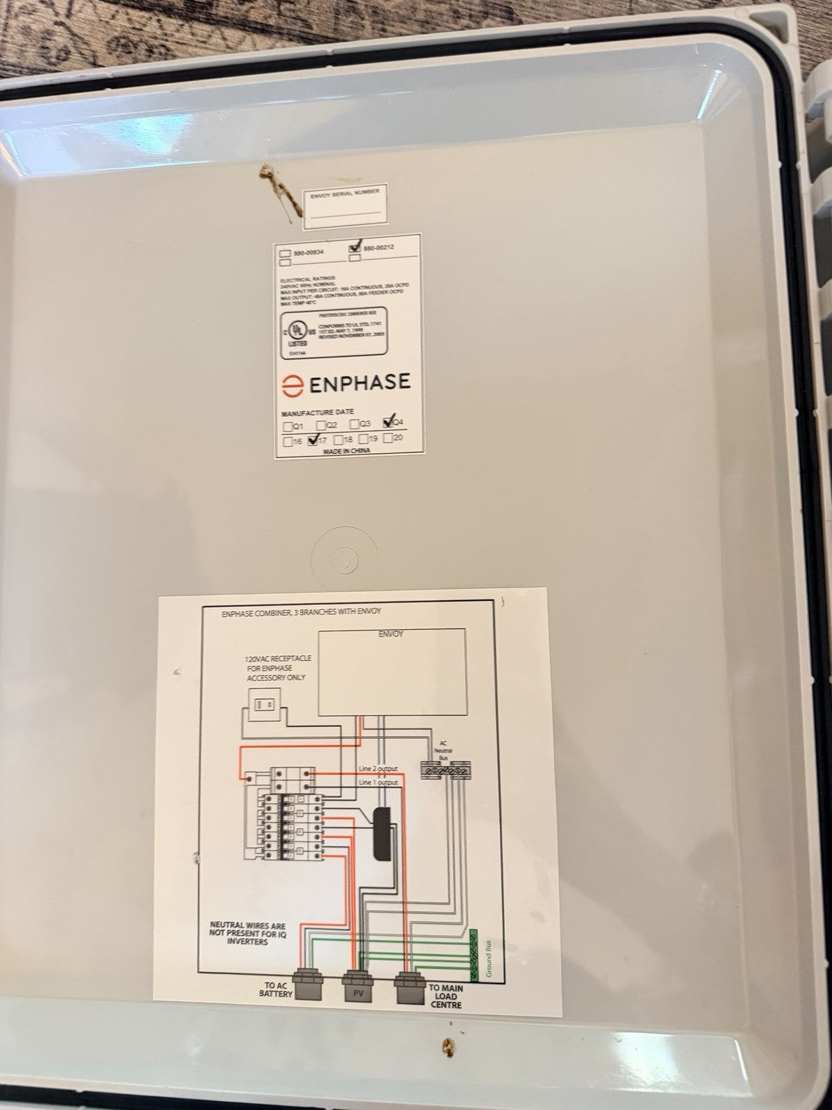 Enphase 880-00212 Solar AC Combiner Box with Breakers and CT - No Envoy, For Parts