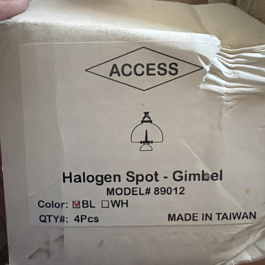 Lot of 4 Access Lighting 89012 Halogen Gimbal Spot Head MR16 for Cable/Rail Systems Black