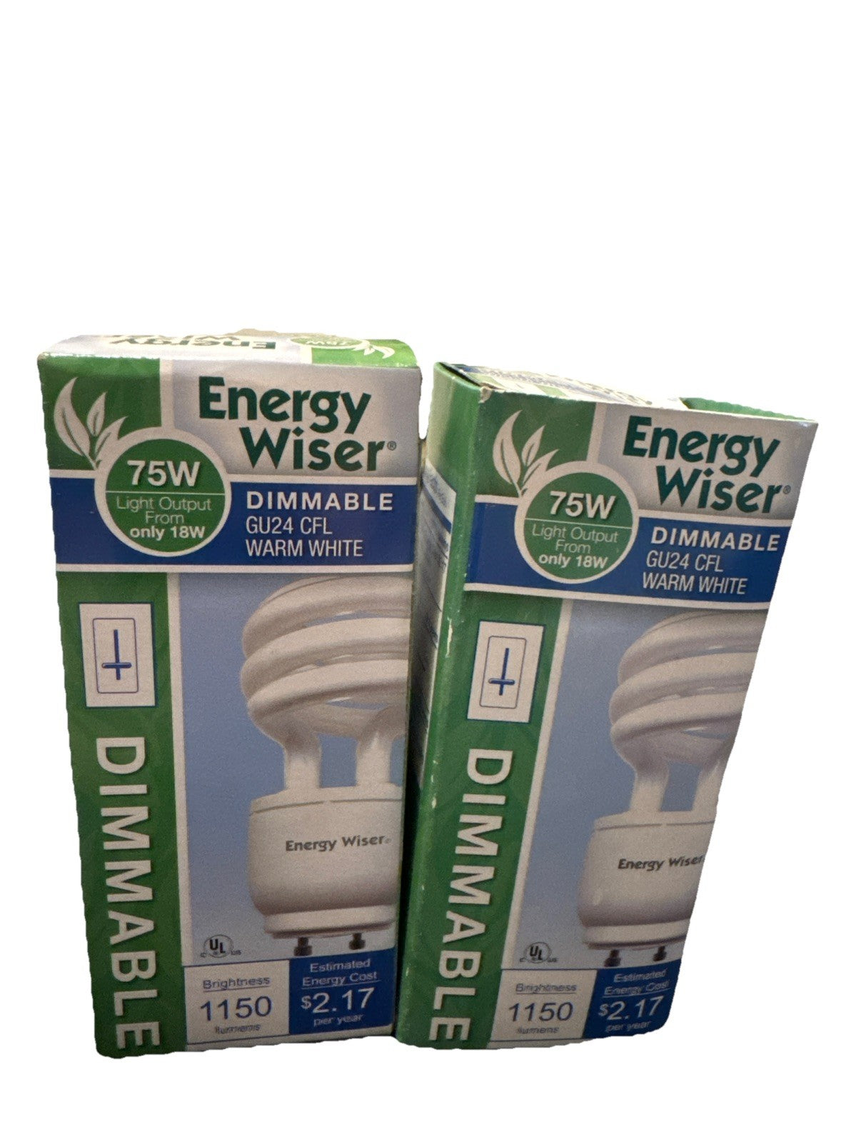 Energy Wiser 18W GU24 Dimmable CFL Bulb 75W Eq 1150lm Warm White, Set of 2 NEW - photo 4