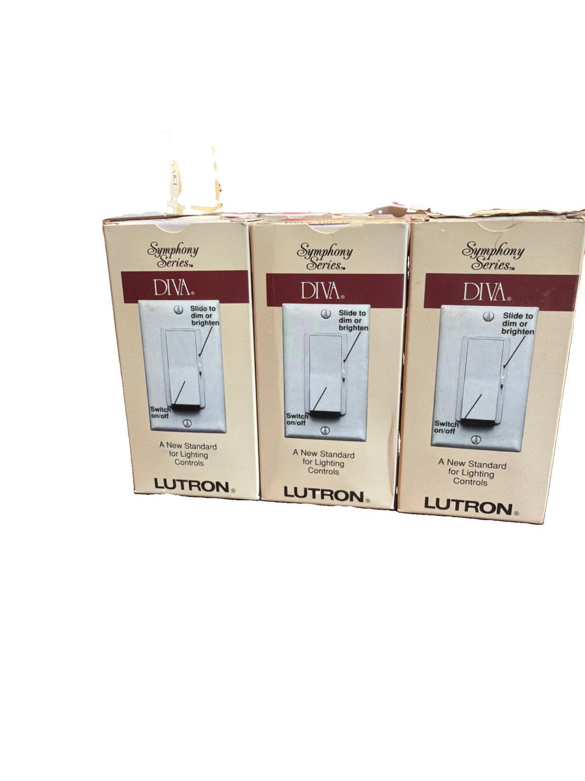 Lot of 3 Lutron Diva DVLV-10P-IV 1000VA Magnetic Low Voltage Single Pole Dimmers Ivory