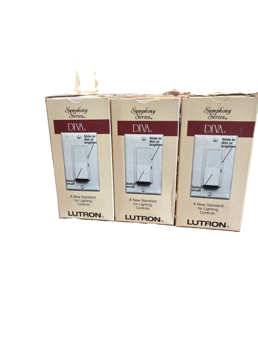 Lot of 3 Lutron Diva DVLV-10P-IV 1000VA Magnetic Low Voltage Single Pole Dimmers Ivory