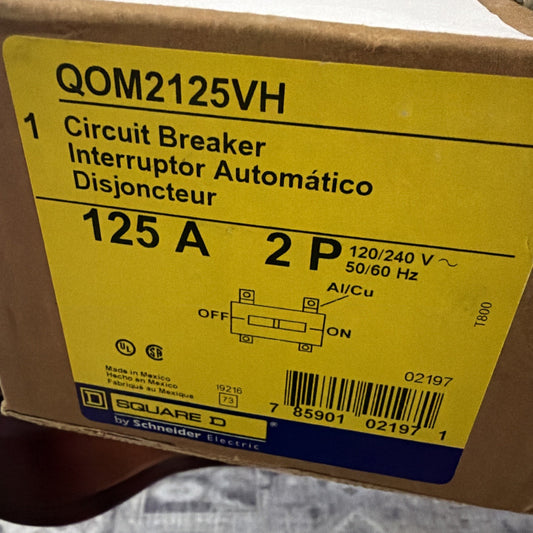 Square D QOM2125VH 125 Amp 2-Pole QOM2 Main Circuit Breaker for QO and Homeline