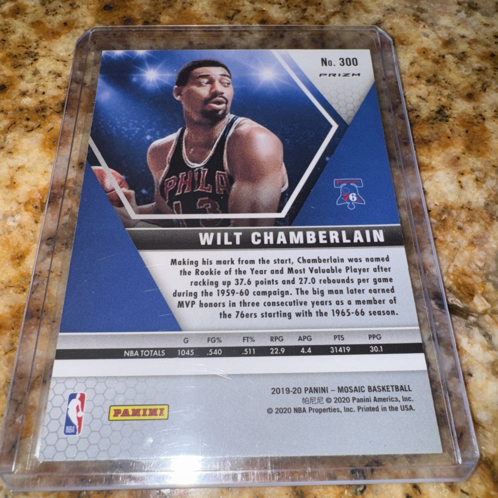 2019-20 Mosaic MVPs #300 Wilt Chamberlain Reactive Blue Prizm, 76ers, NM-MT - photo 2