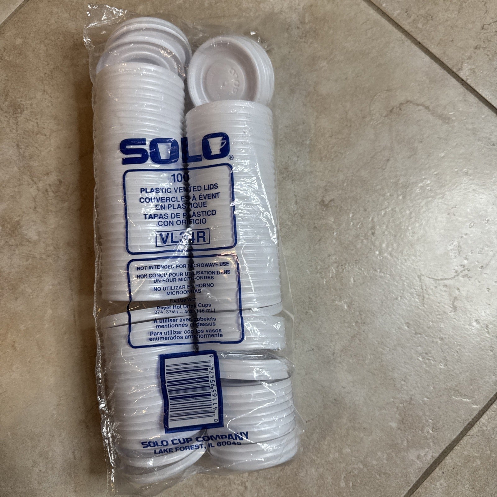Solo VL34R-0007 Vented Hot Cup Lids White Polystyrene 100 Pack