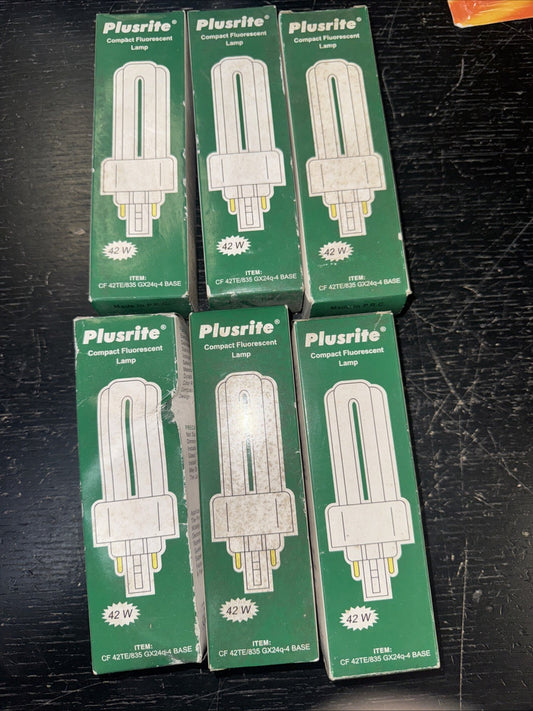 Pack of 6 Plusrite 4046 PL42W/3U/4P/835 42W T4 GX24q-4 4-Pin CFL Lamp 3500K