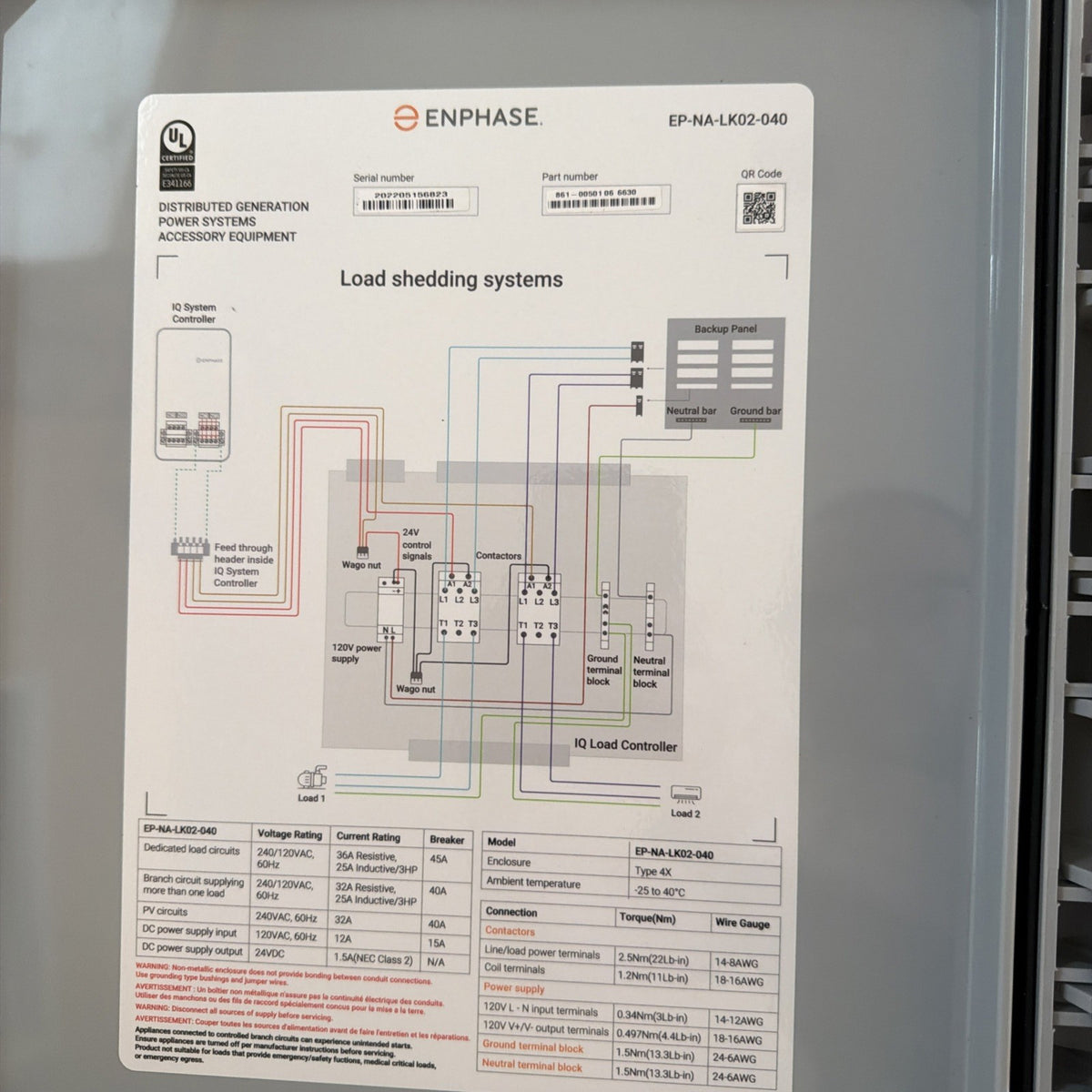 Enphase IQ Load Controller EP-NA-LK02-040 Smart Load Shedding System - New Old Stock