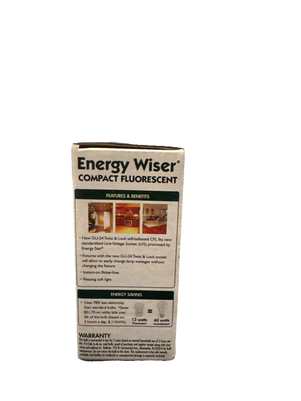 Energy Wiser GU24 CFL Bulb 13W (60W Eq) Warm White 2700K Spiral, Set of 6 NEW - photo 2