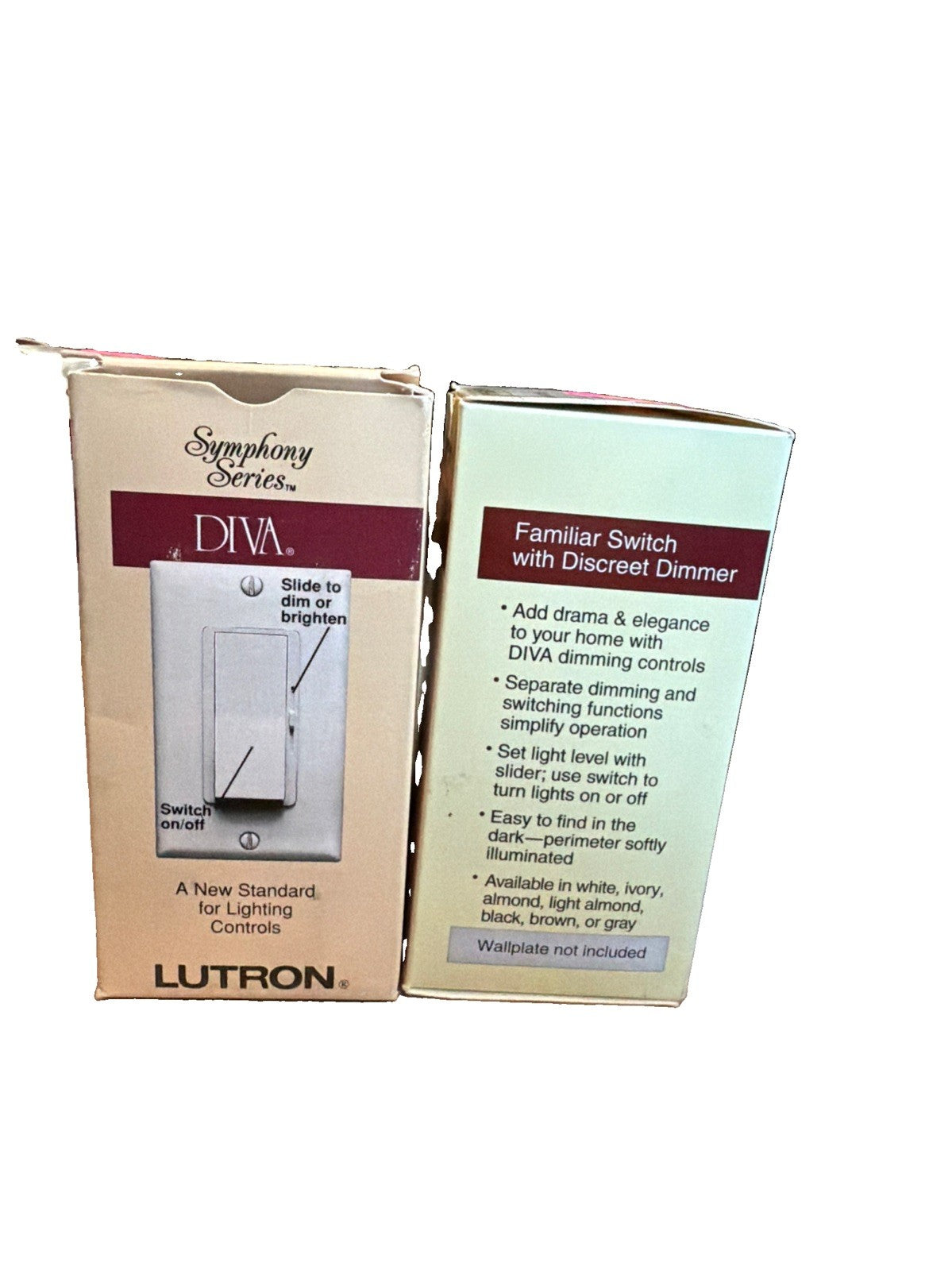 Lot of 2 Lutron Diva DV-103P-LA 3-Way Preset Dimmer with Locator Light Light Almond