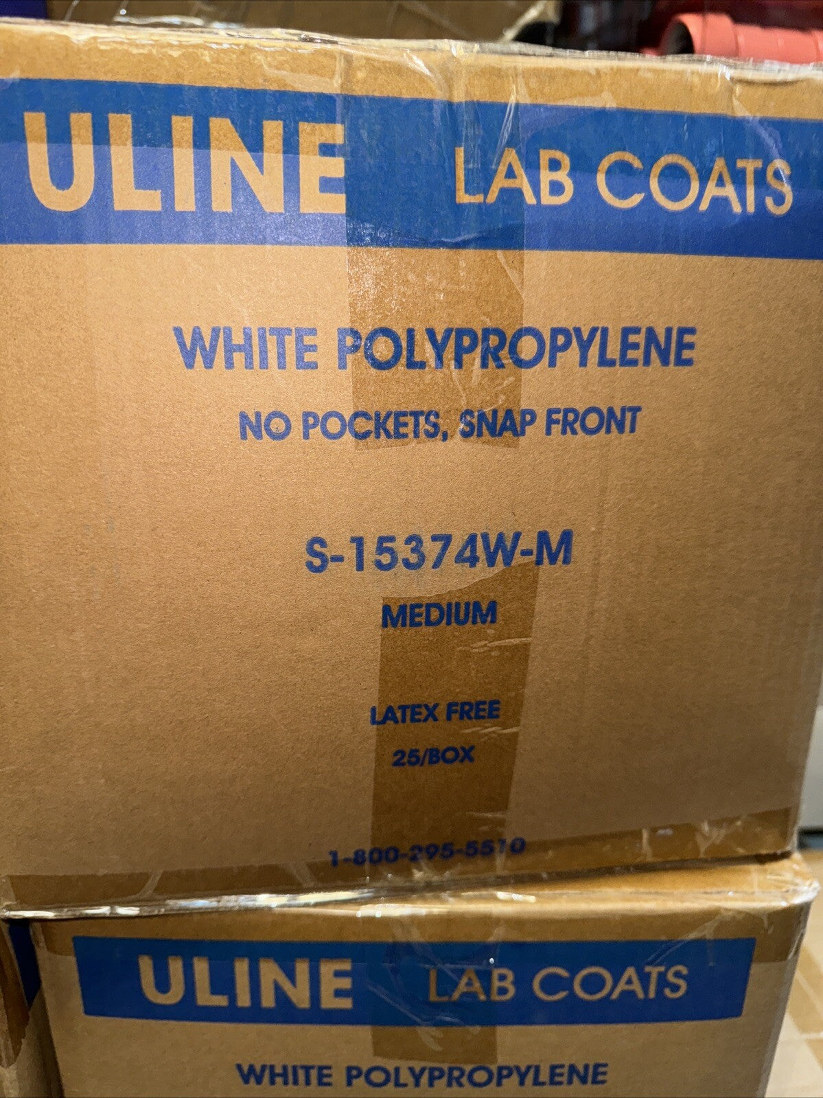 Uline Disposable Polypropylene Lab Coat White Size Medium (25-Pack) S-15374W-M