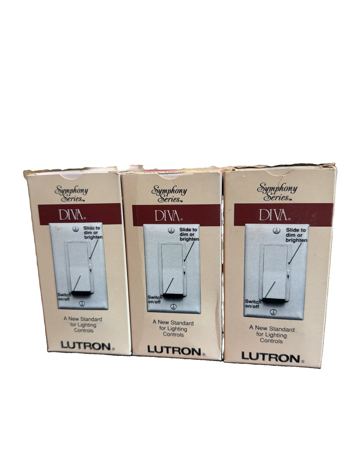 Lot of 3 Lutron Diva DVLV-10P-IV 1000VA Magnetic Low Voltage Single Pole Dimmers Ivory