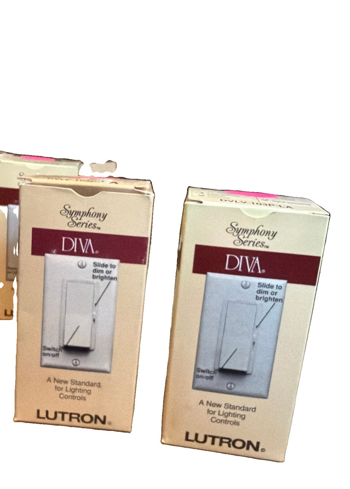 Lot of 2 Lutron Diva DV-103P-LA 3-Way Preset Dimmer with Locator Light Light Almond