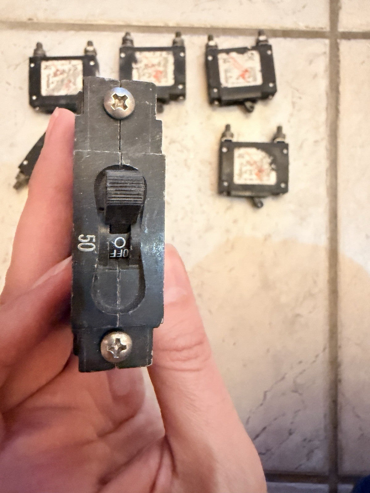 Lot of 6 OutBack Power Panel Mount DC Circuit Breakers Mixed Amperages - Untested