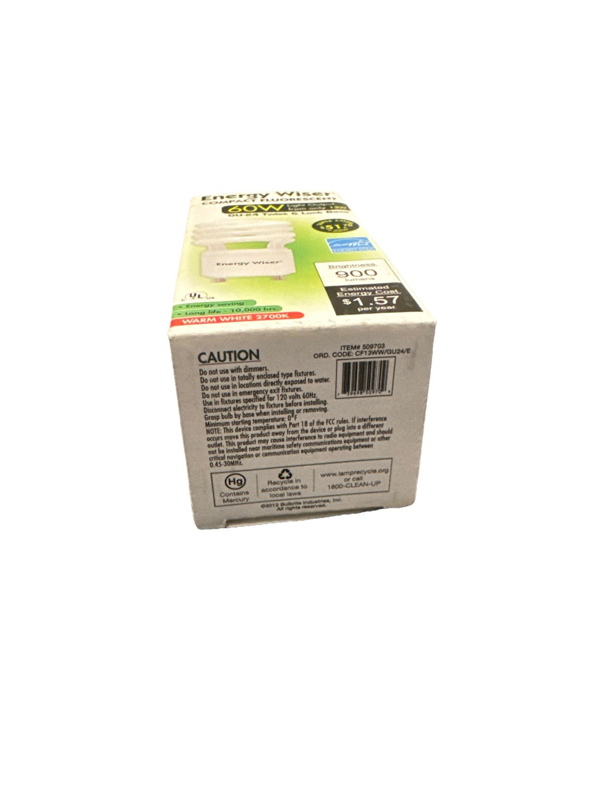 Energy Wiser GU24 CFL Bulb 13W (60W Eq) Warm White 2700K Spiral, Set of 6 NEW - photo 4