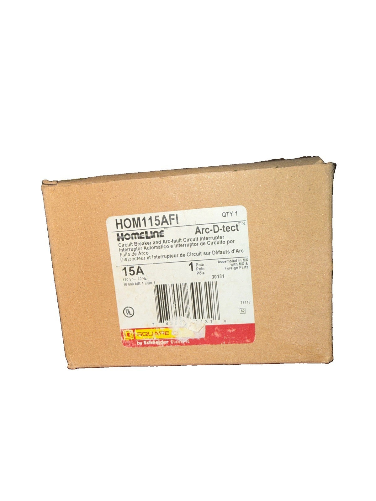 Square D HOM115AFI 15A Single Pole Homeline AFCI Miniature Circuit Breaker
