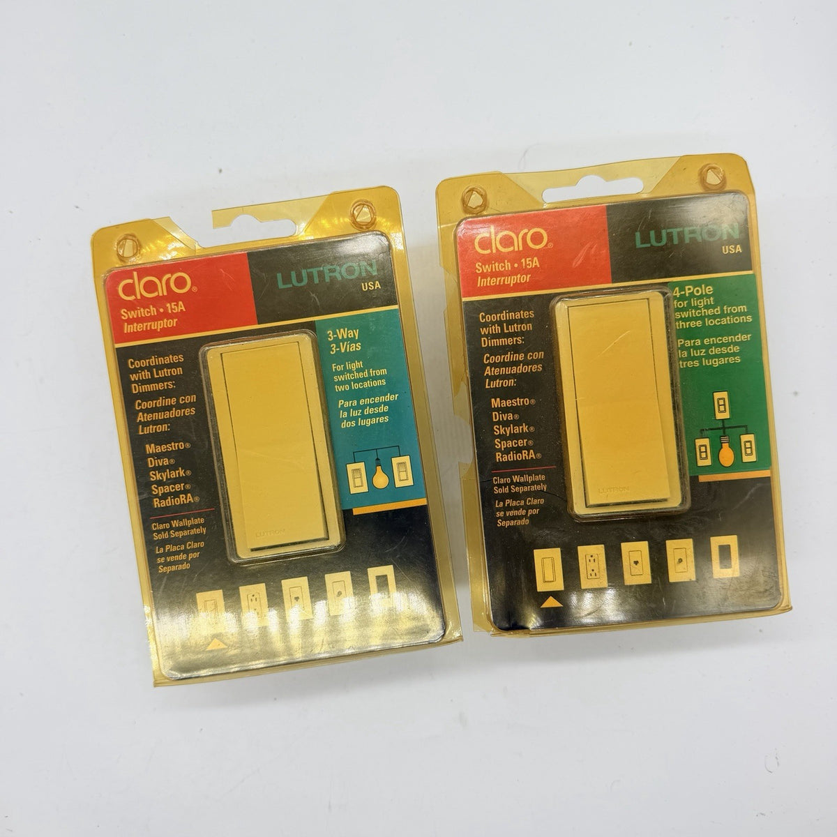Lot of 2 Lutron Claro CA-3PSH-IV 3 Gang Screwless Wallplate Kit Ivory