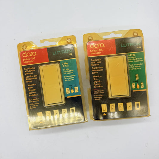 Lot of 2 Lutron Claro CA-3PSH-IV 3 Gang Screwless Wallplate Kit Ivory